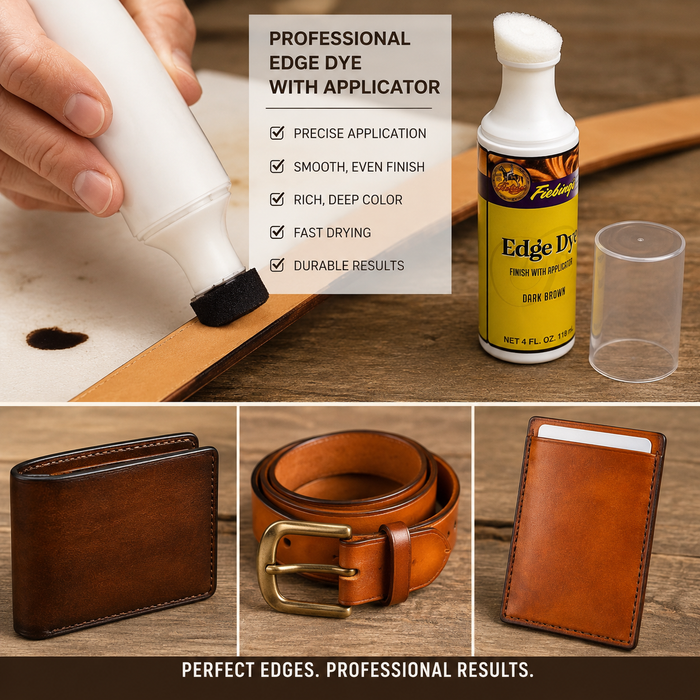 Fiebing's Edge Dye Finish with Applicator - Black - Dark Brown - 3.5 oz