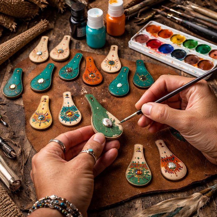 Oak Leather Key Tab Assortment Kit - 24 Piece Vegetable Leather Key Fob Craft Pack - Make Your Own Keychains