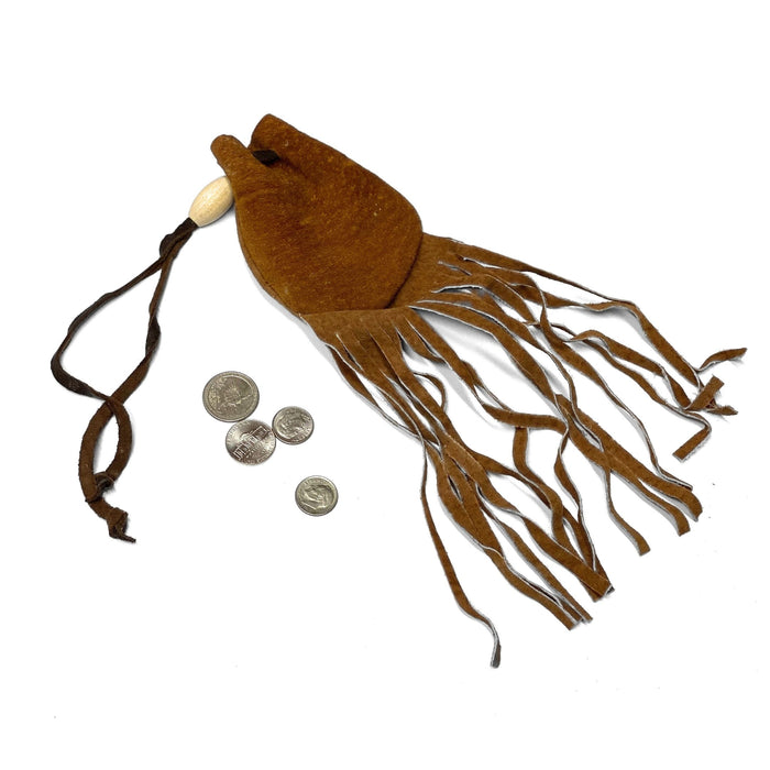 Fringe Suede Drawstring Pouch - Small Handmade Leather Drawstring Bag