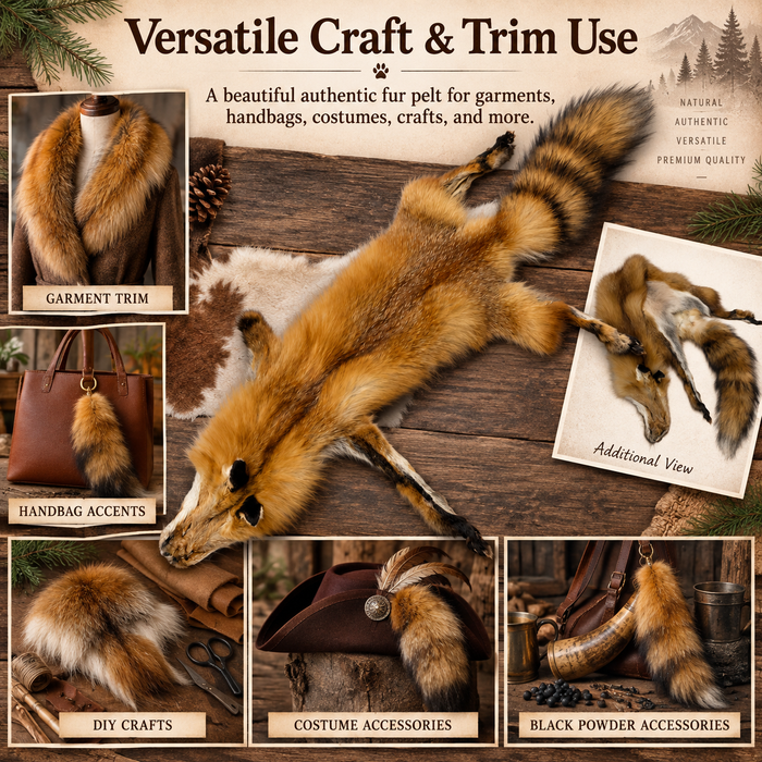 Beautifully Tanned Red Fox Pelt - Authentic Full Body Animal Fur Hide