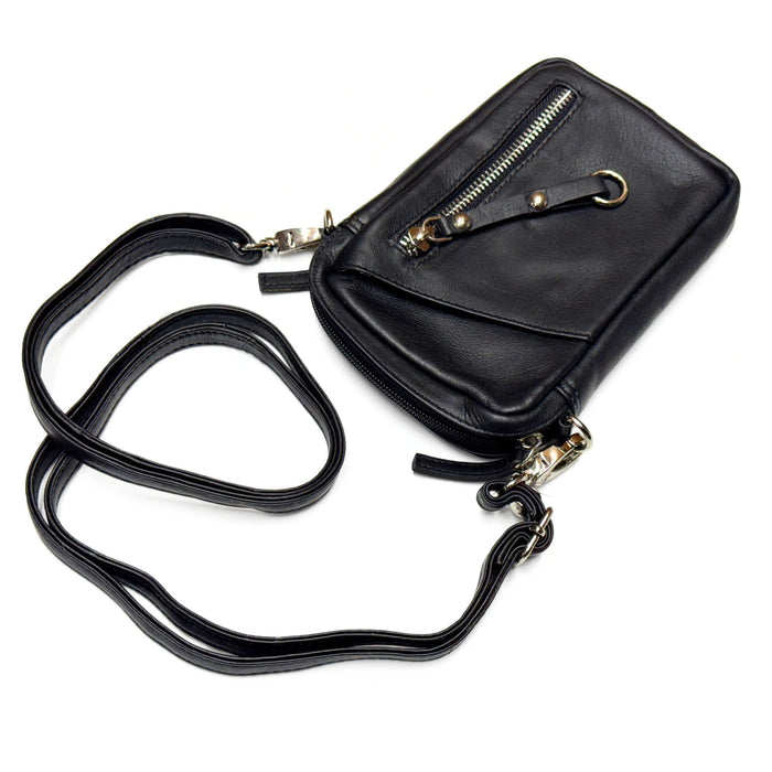 Soft Cow Napa Leather Cell Phone Bag - Small Zipper Crossbody Purse