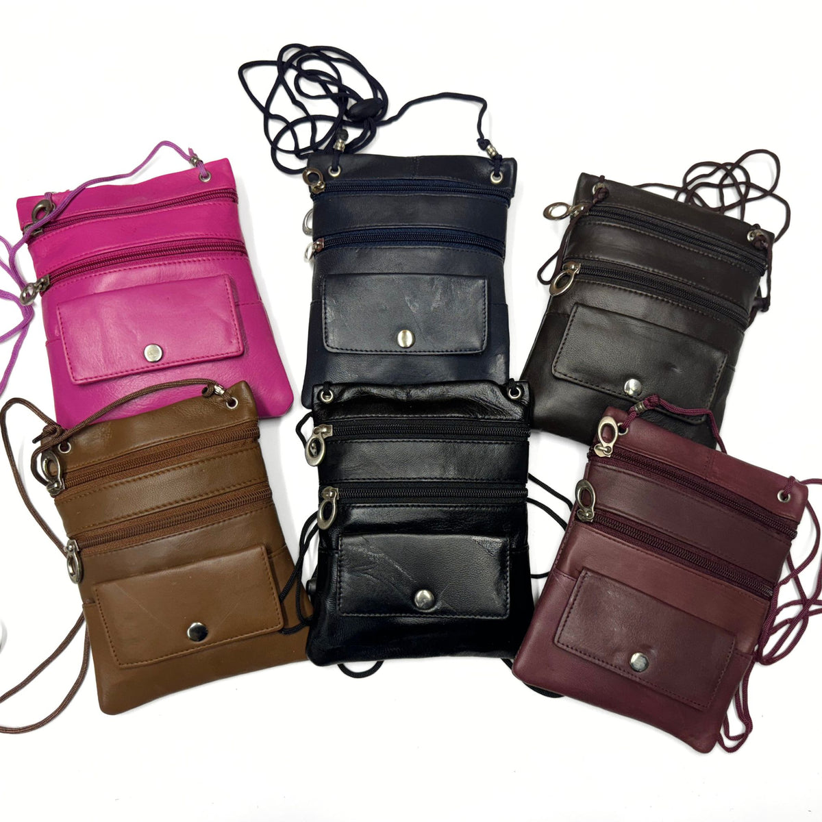 crossbody purse travel bag 3 Zipper Leather Travel Pouch Bag