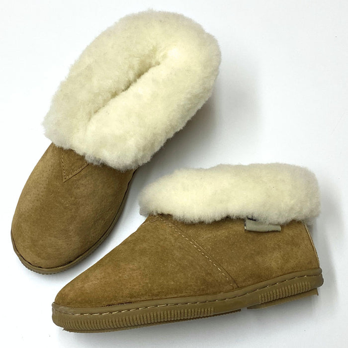 Youth Bootie with Rubber Sole - Indoor-Outdoor Sheepskin Slippers for Children