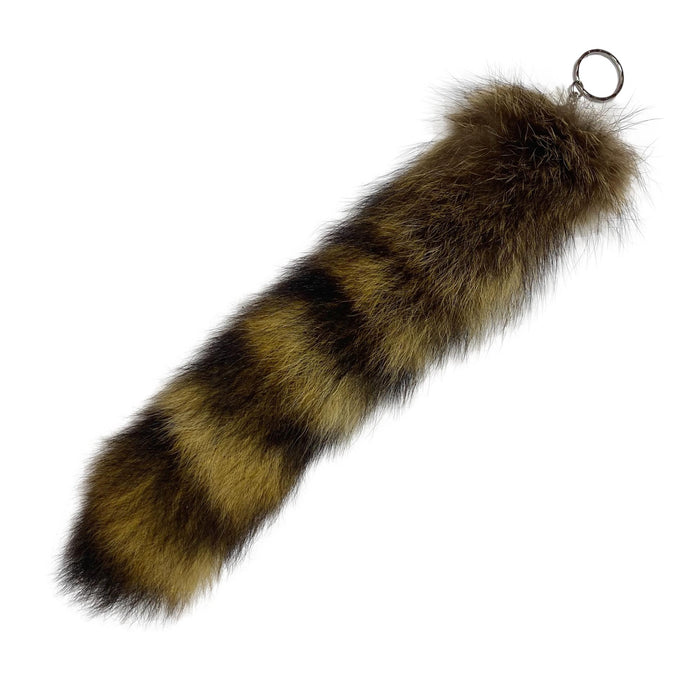 Authentic Raccoon Tail with Keychain - Genuine Fur Tails for Crafts and Costumes