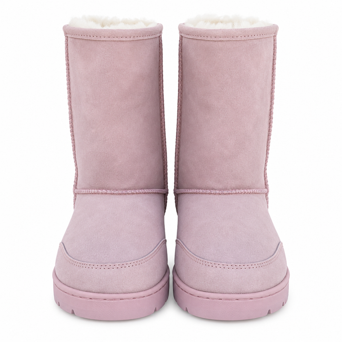 10" Light Pink Boots - Genuine Sheepskin Slip On Boots