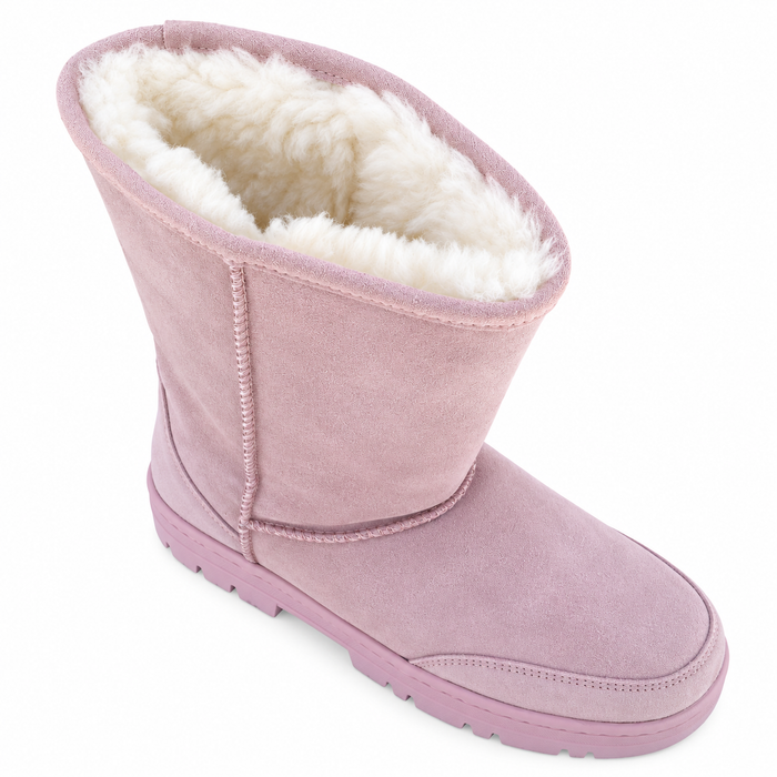 10" Light Pink Boots - Genuine Sheepskin Slip On Boots