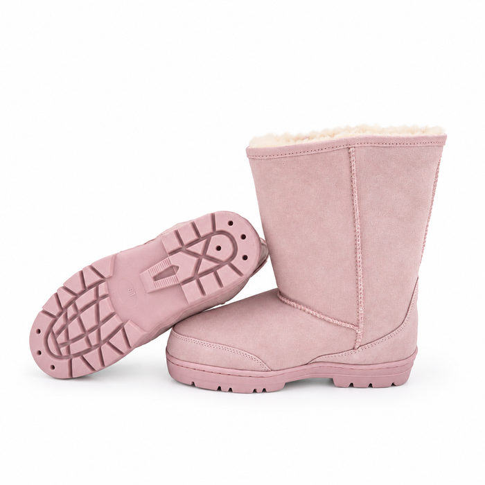 10" Light Pink Boots - Genuine Sheepskin Slip On Boots