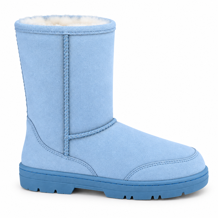 10" Blue Boots - Genuine Sheepskin Slip On Boots