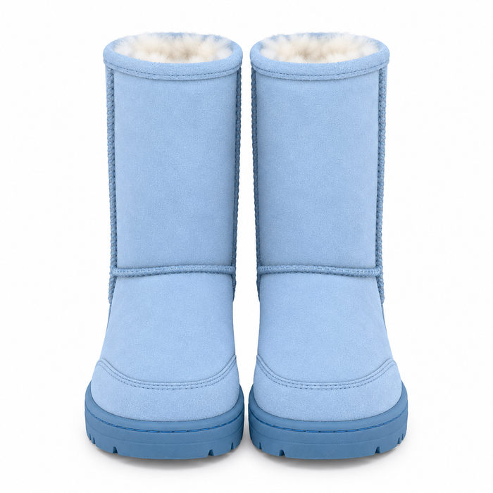 10" Blue Boots - Genuine Sheepskin Slip On Boots