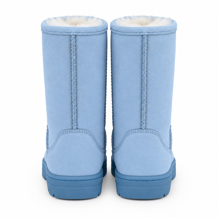 10" Blue Boots - Genuine Sheepskin Slip On Boots