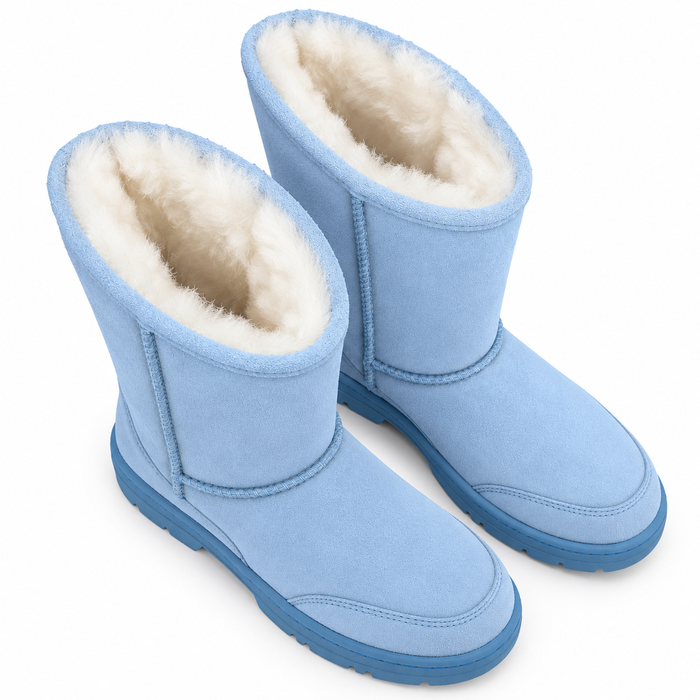 10" Blue Boots - Genuine Sheepskin Slip On Boots