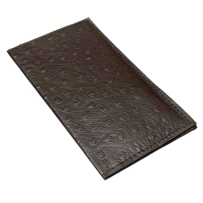 Ostrich Print Leather Checkbook Cover - Leather Wallet Accessory