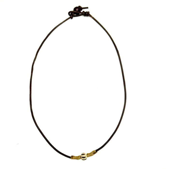 6 Pack Leather & Bone Bead Necklaces