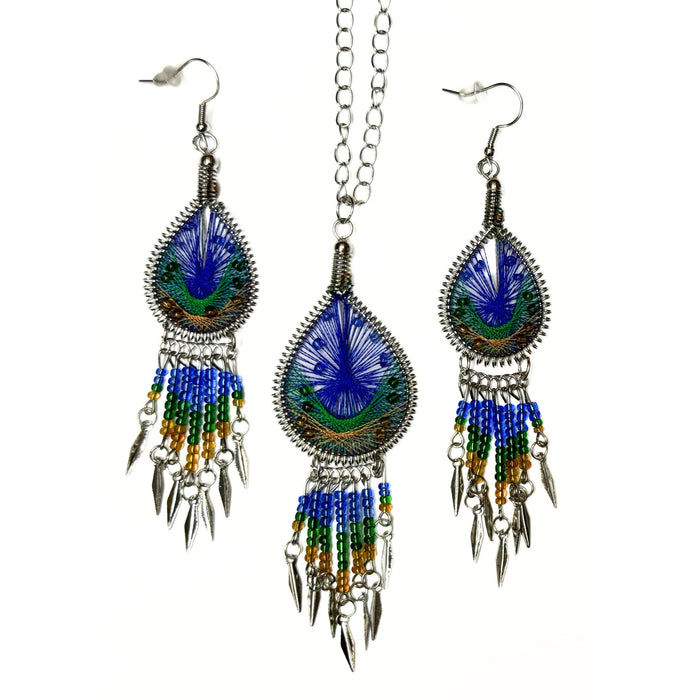 6 Pack Handcrafted Woven Matching Earrings & Pendant Necklace Set - Native Style Jewelry Six Pack