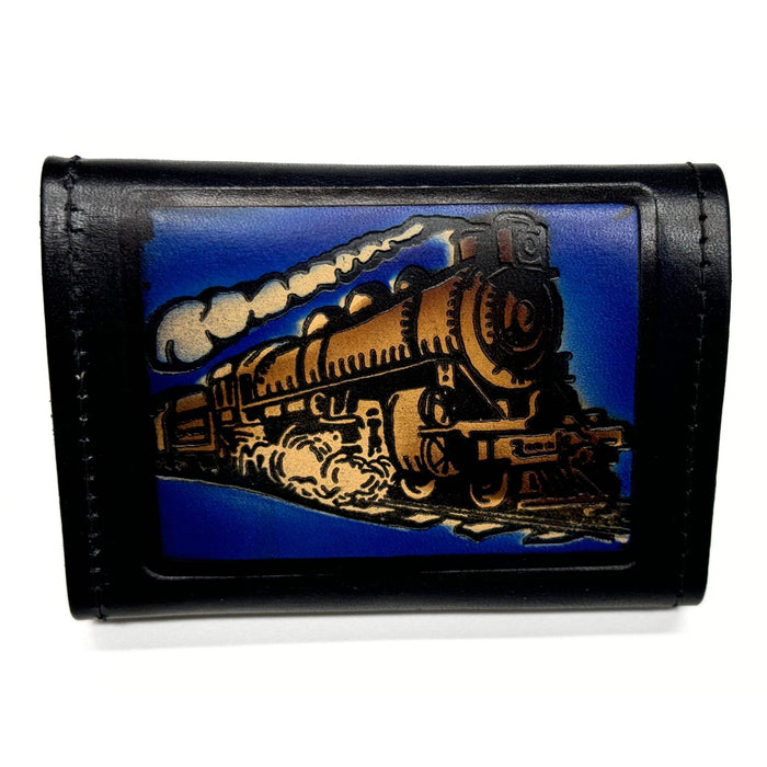 Trifold Embossed Leather Wallet - Train - Eagle - Firefighter - Live to Ride