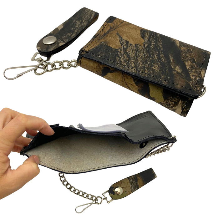 Camouflage Trucker Wallets with Chain - Trifold or Snap Closure