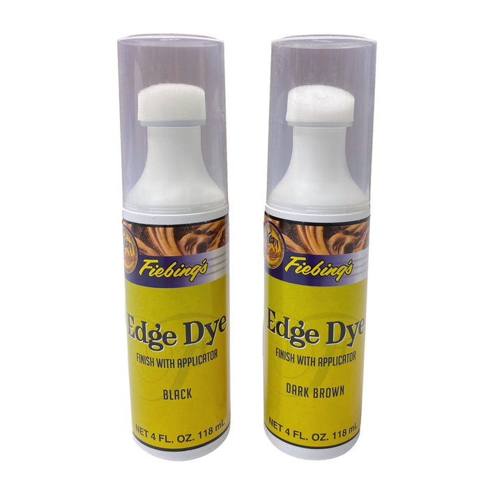 Fiebing's Edge Dye Finish with Applicator - Black - Dark Brown - 3.5 oz