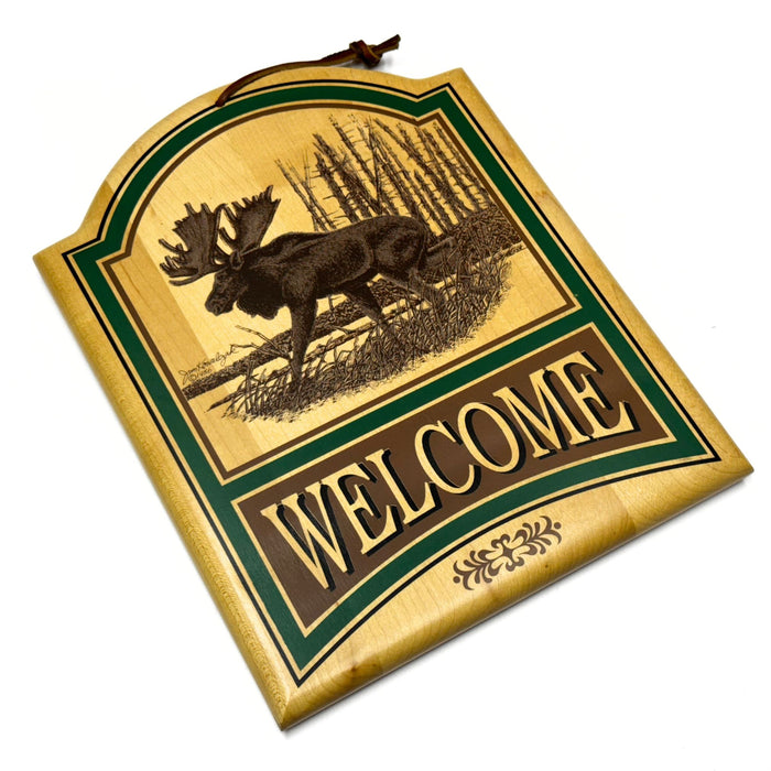 Moose Welcome Sign - Hardwood House Decor