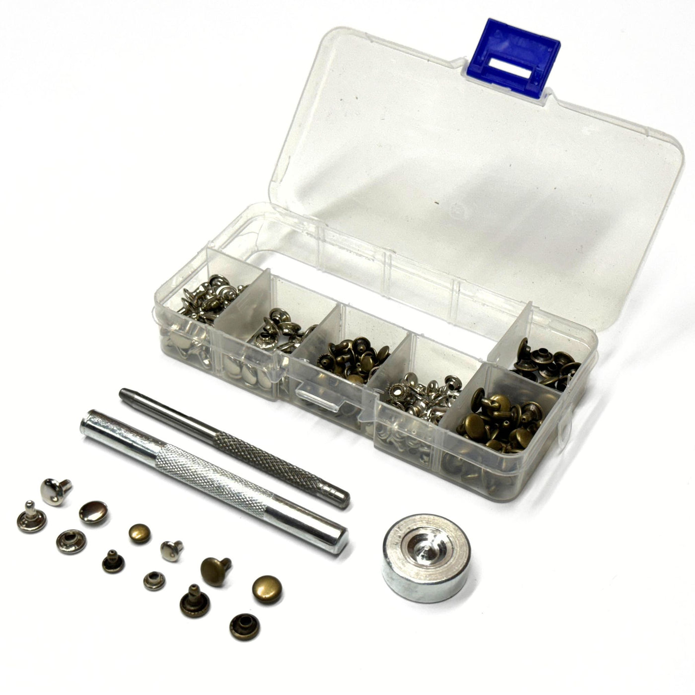 Riveters Set 120 Piece Rivet Set with Hole Punch, Rivet Setter, and Storage Case ...