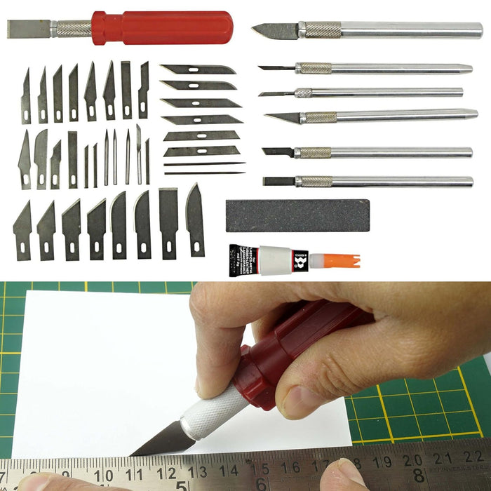 51 Piece Hobby Knife Set for Woodworking, Leathercraft & Model Work