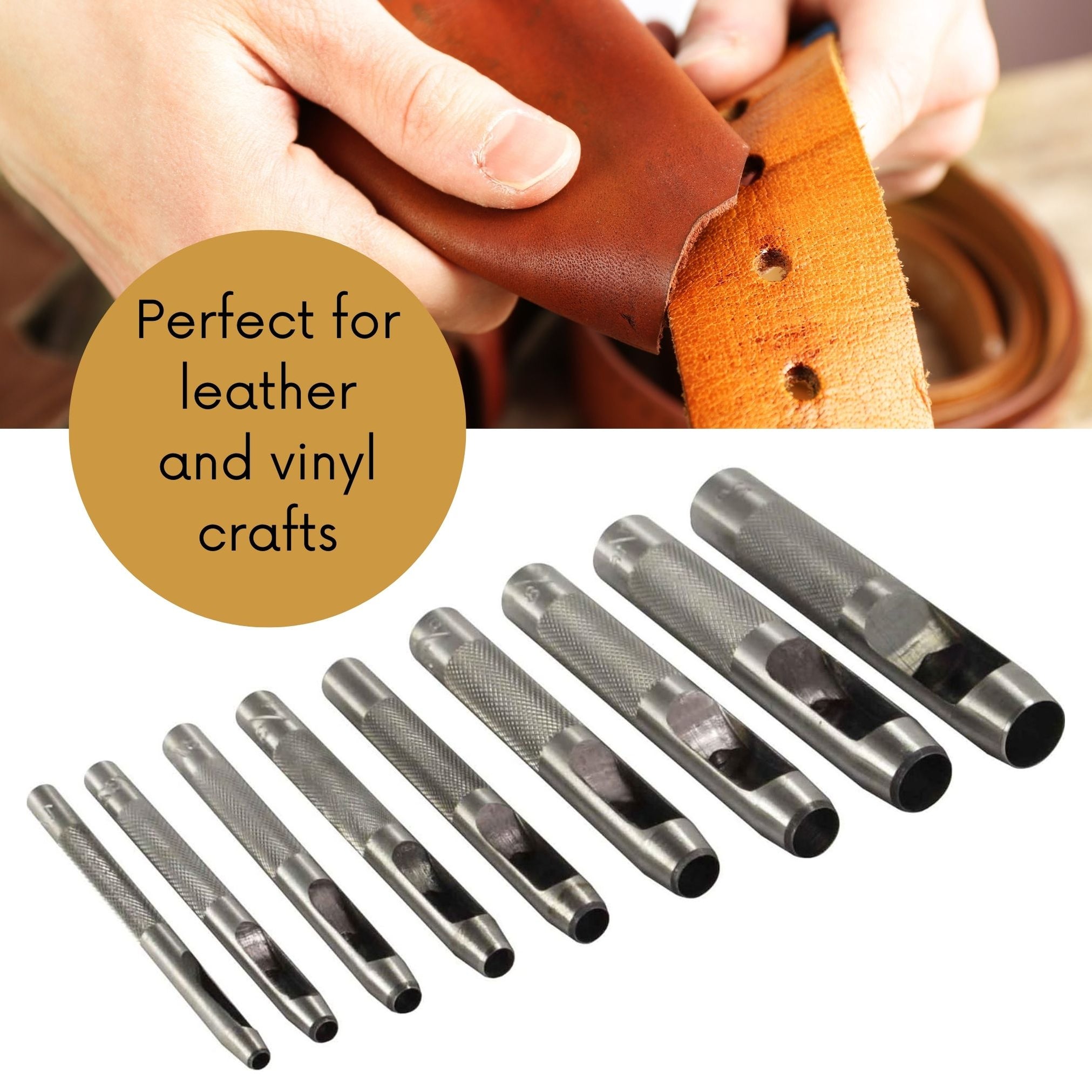 9 Piece Leather Drive Punch Set Leather Cutting Tools — Leather Unlimited