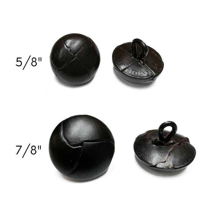 Genuine Vintage Leather Buttons - Black - Brown - Dark Brown - 6 Pack