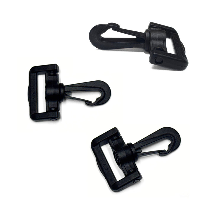 1" Snap Hook Slot - Black Nylon Hardware - 100 Pack