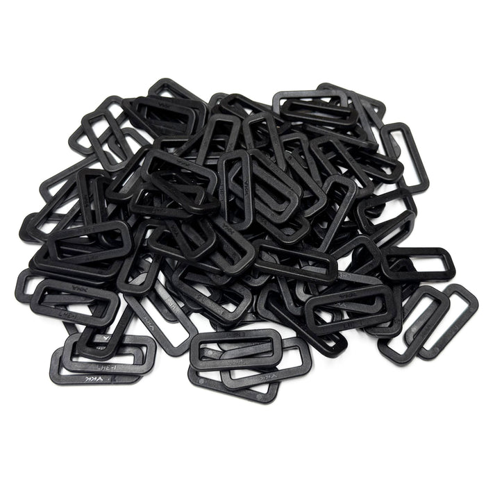 1" Square Ring Slot - Black Nylon Hardware - 100 Pack