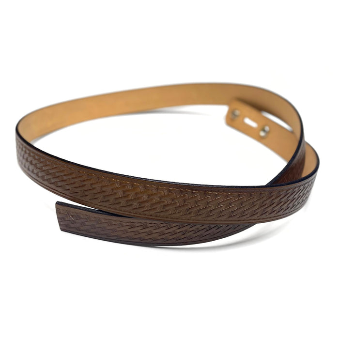 Basket Weave Design Deeply Embossed Dyed Leather Belt - 42" to 54"