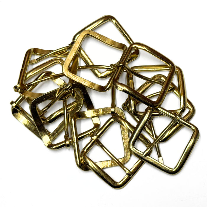 12 Pack Economy Square Gilt Belt Buckles - 1.5"