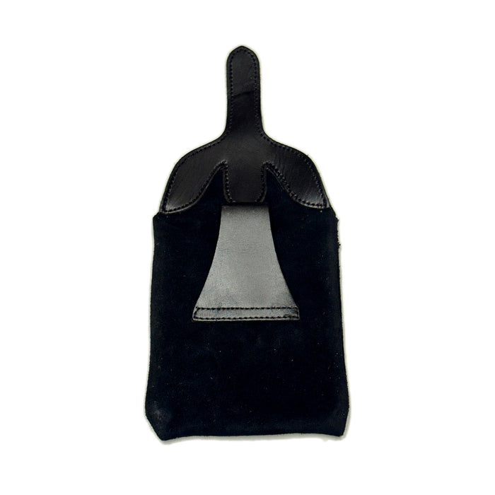 Medium Medieval Black Suede Leather Pouch – 5" x 7" Belt Pouch with Leather Strap Closure