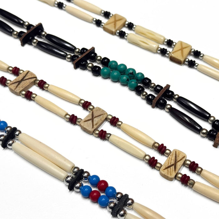 Native Style Adjustable Bone Choker Necklaces
