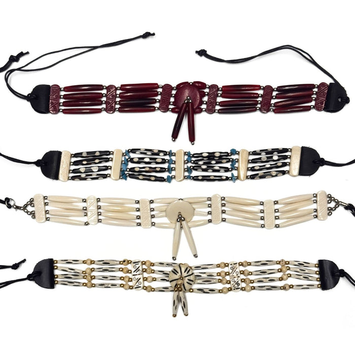 Native Style Adjustable Bone Choker Necklaces