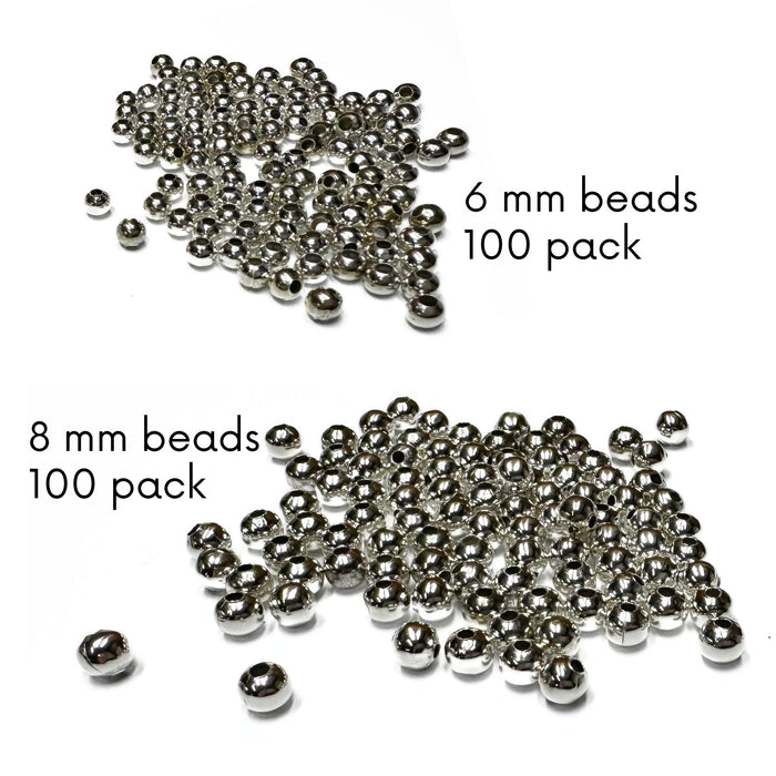 French Silver Plated Brass Beads for Crafts & Jewelry Making - 8mm - 6mm - Pack of 100 Beads