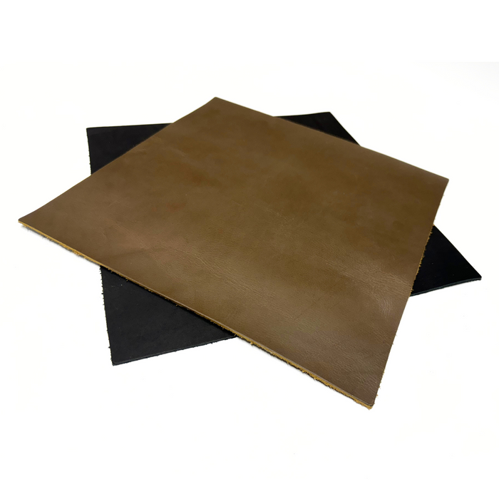 Oiled Side Square - 5 oz Cowhide Leather Square Foot Piece - Black - Brown