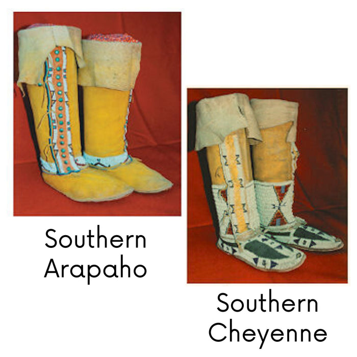Native American Plains Style High Top Moccasins Pattern - Make Your Own Indian Knee High Moccasins - Men - Women