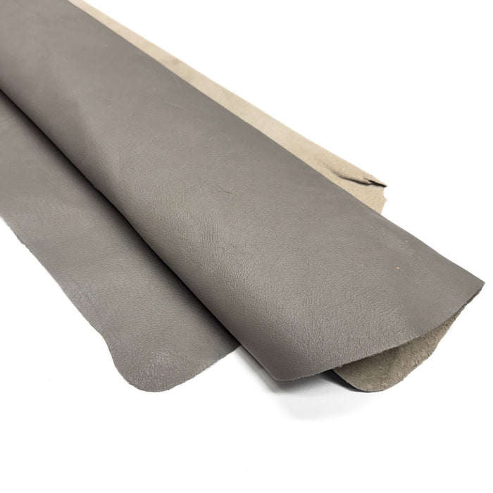 Silver Pigskin Split Leather Hide - Glossy grey