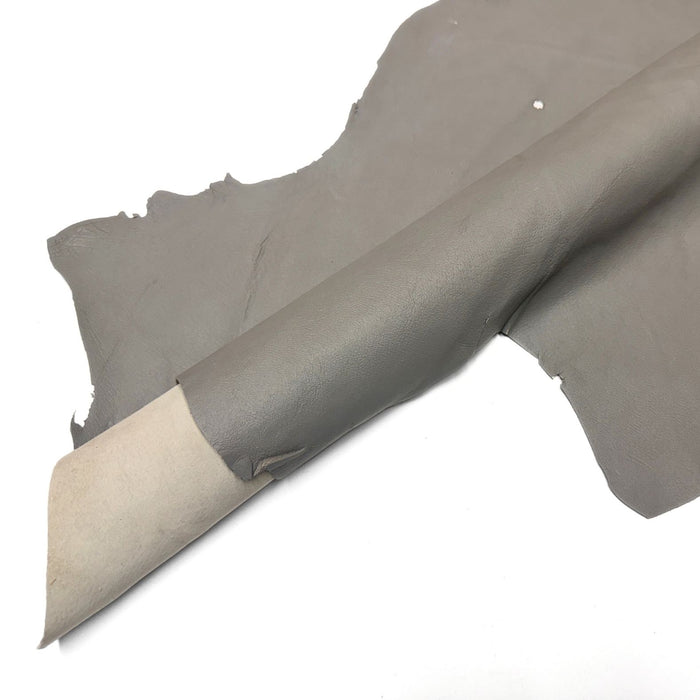 Silver Pigskin Split Leather Hide - Glossy grey