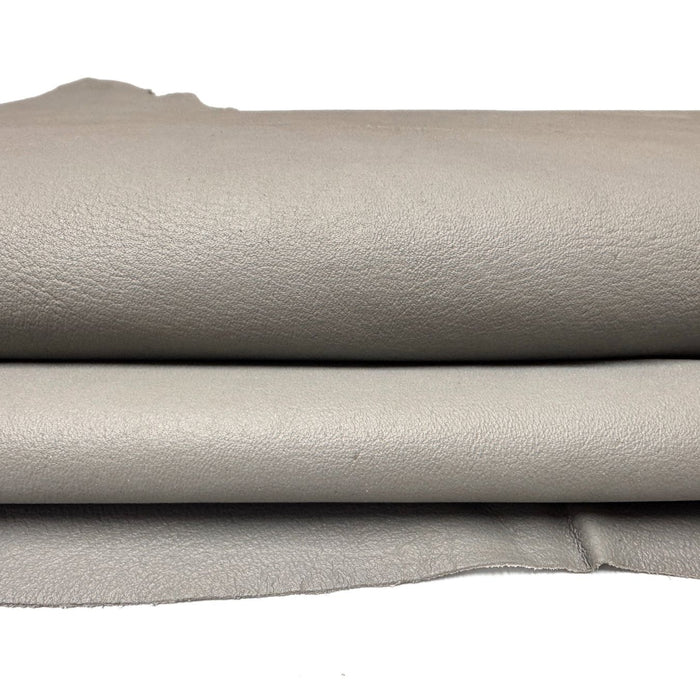 Silver Pigskin Split Leather Hide - Glossy grey