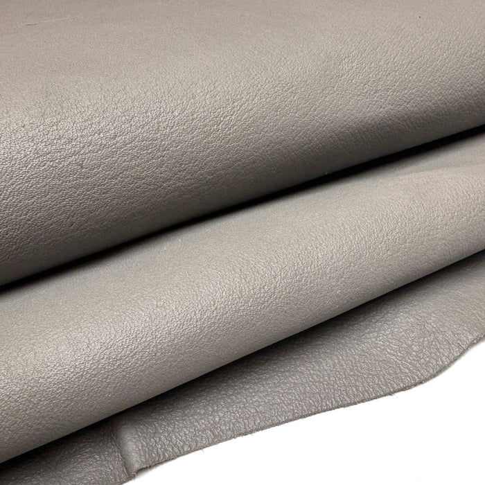 Silver Pigskin Split Leather Hide - Glossy grey