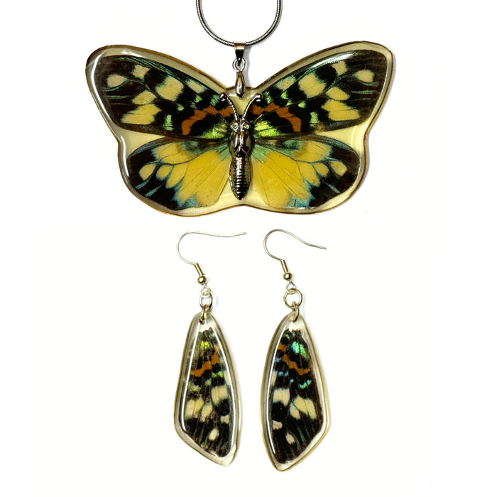 Matching Butterfly Earrings and Pendant Necklace Jewelry Set