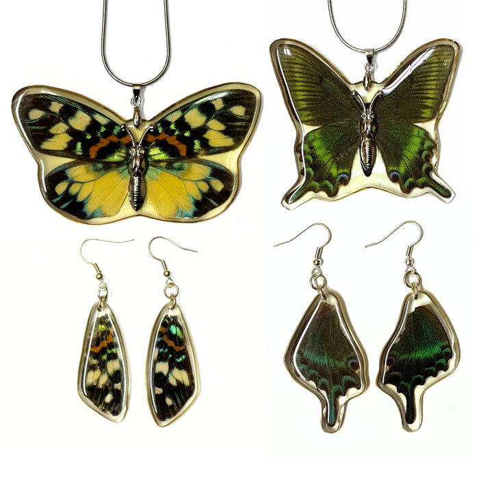 Matching Butterfly Earrings and Pendant Necklace Jewelry Set