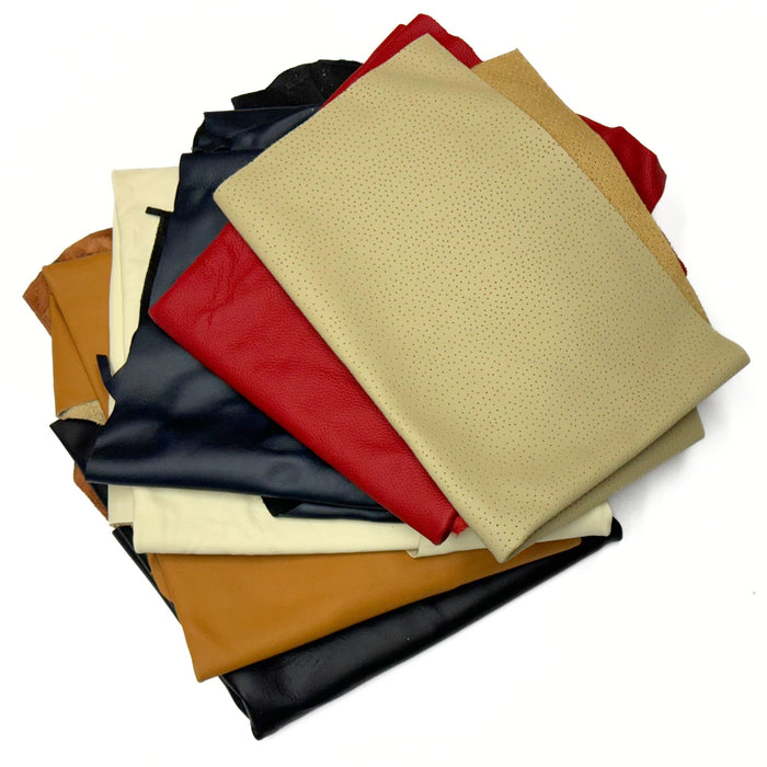 Extra Large Assorted Upholstery Leather Pieces - 5 lb Bundle - 3 oz Cowhide