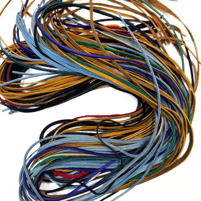 1 lb Leather Lace Bundles in 1/8", 1/4" and 3/16" - Assorted Colors