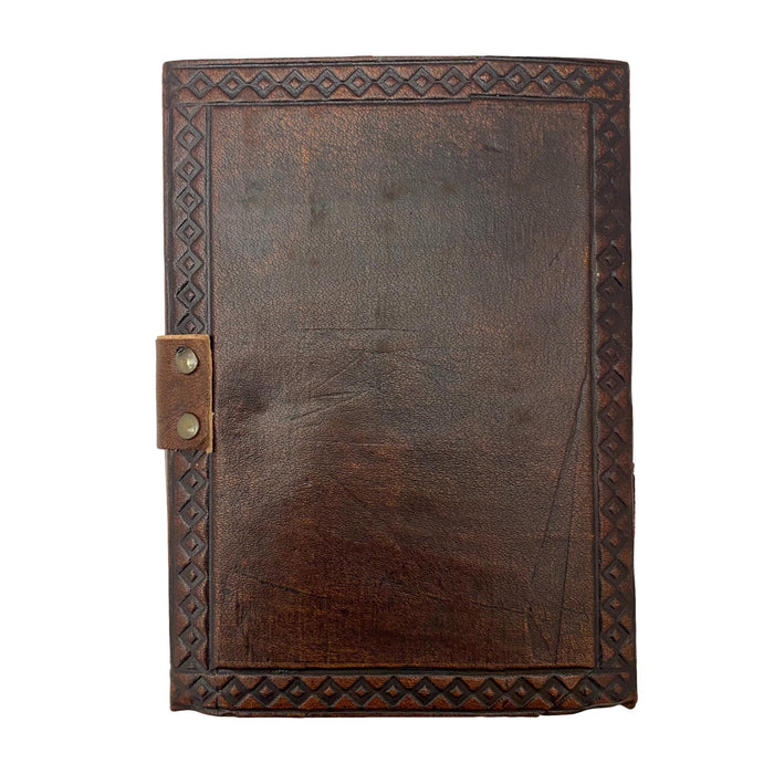 Fleur de Lis Leather Journal with Lock - Leatherbound All Saints Writing or Sketching Blank Notebook