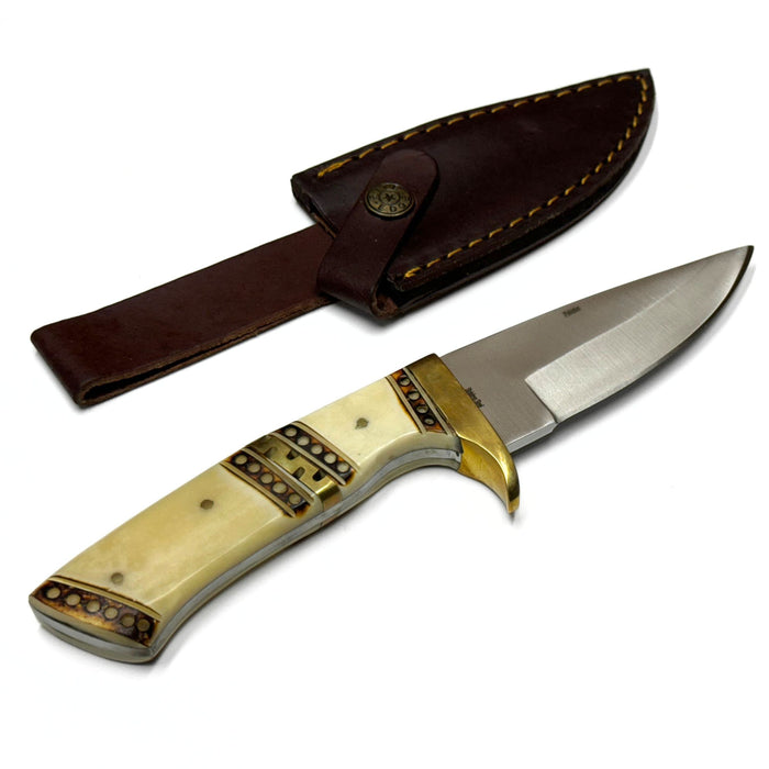Aegean Brass Hunter Knife with Leather Sheath