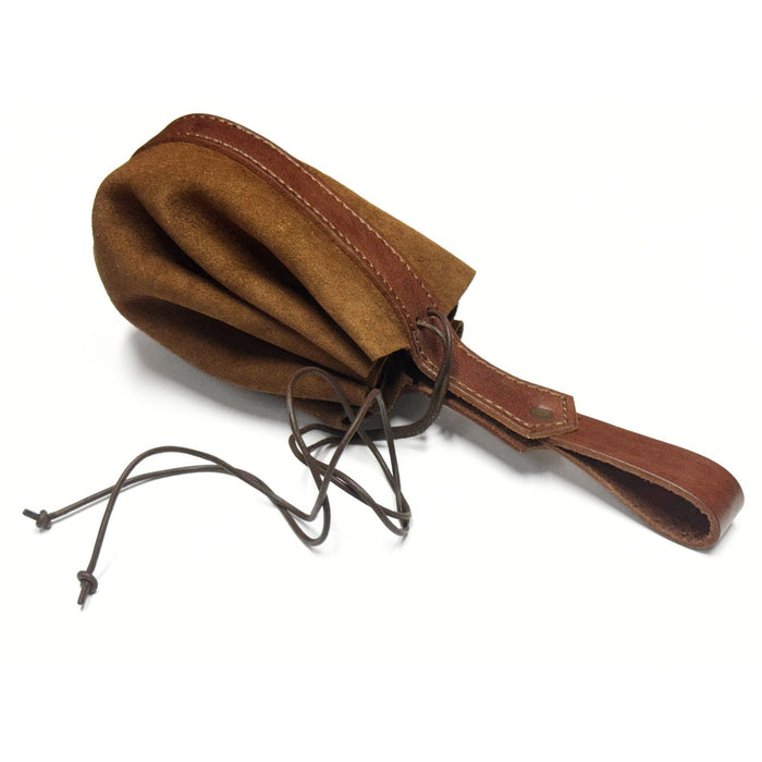 Brown Suede Drawstring Bag with Belt Loop