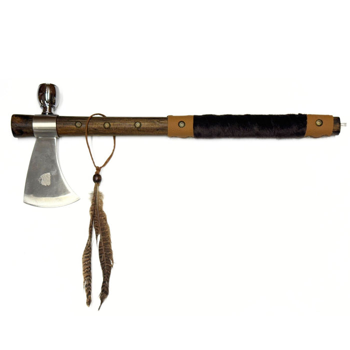 18.5" Tomahawk Peace Pipe with Feather Accent
