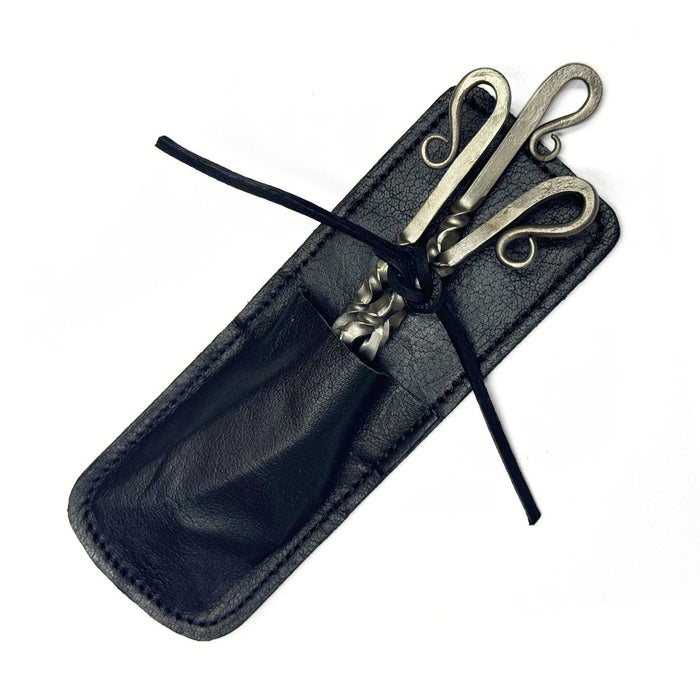 Satin Twisted Utensil Set with Leather Sheath