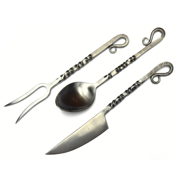 Satin Twisted Utensil Set with Leather Sheath